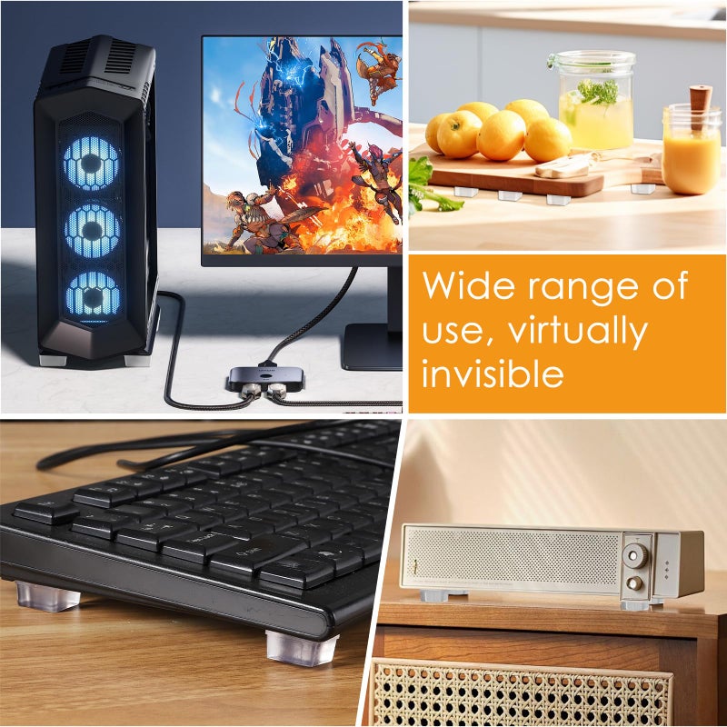 FURNIMATE Clear Rubber Feet 72PCS Self Adhesive Rubber Feet Bumper Pads Tall Square Bumpers for Electronics Speakers Computers Keyboard PS4 - Image 4